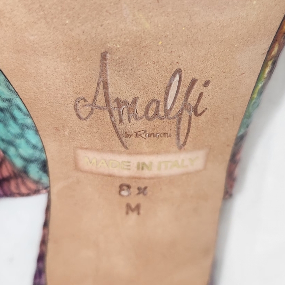 Amalfi By Rangoni Multicolored Snake Leather kitten heels Sandals Shoes 8M - Picture 4 of 6